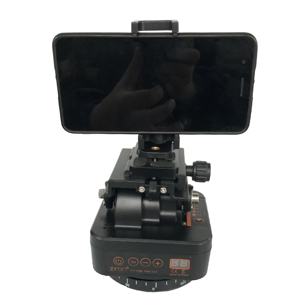 

ALLOYSEED YT-1000 Motorized Panoramic Camera Tripod Head Pan Tilt Head Remote Control Release Plate Phone Holder for DSLR Camera