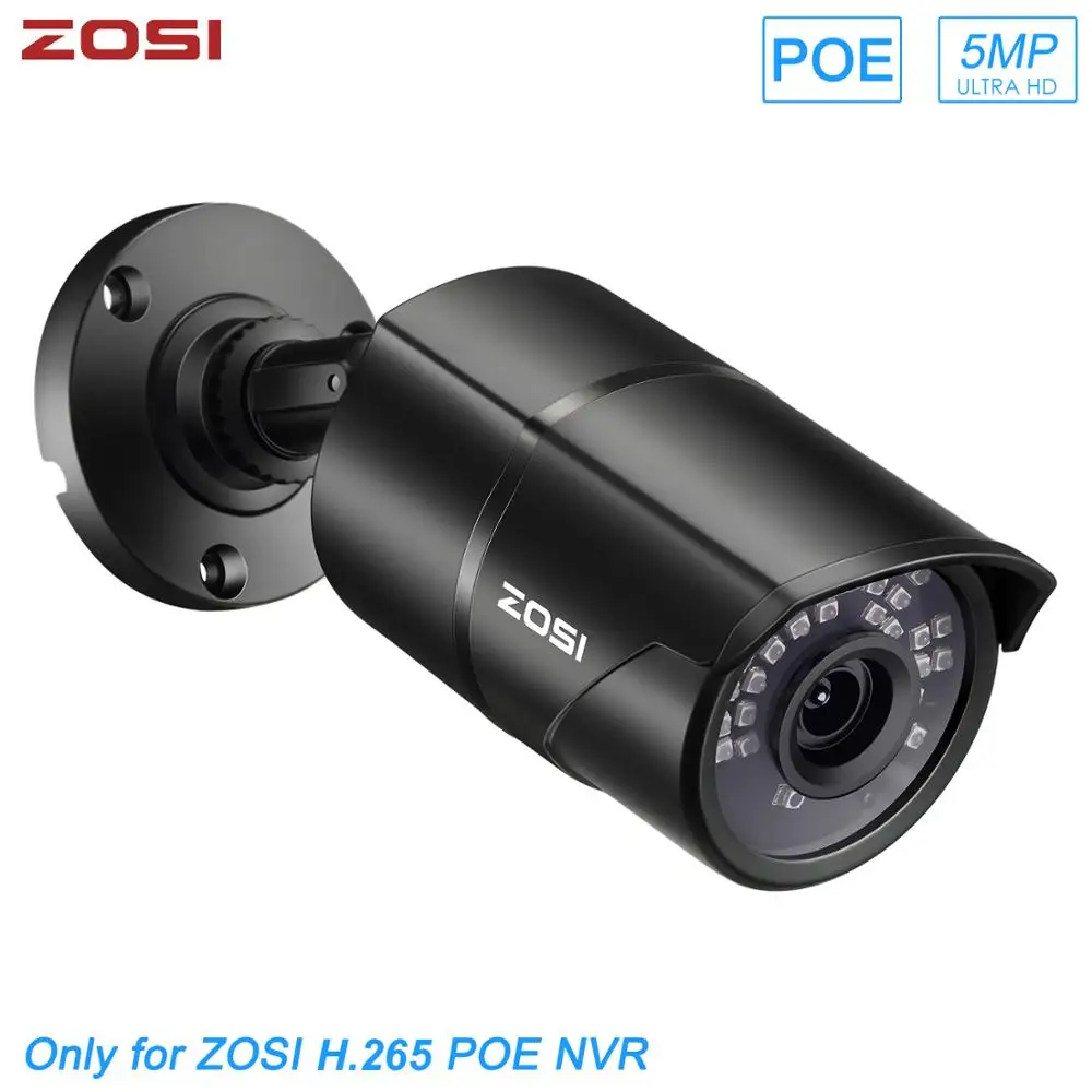 ZOSI H.265 PoE ip камера 5MP HD наружная Водонепроницаемая инфракрасная 30 М ночного