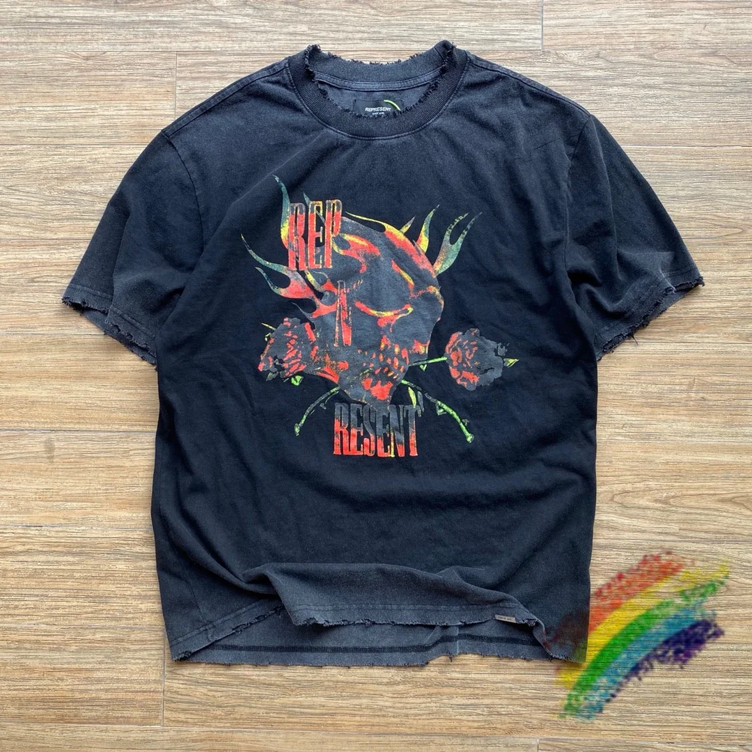 

Футболка 2022ss с рисунком Великобритании для мужчин и женщин, топ с рисунком цветов в винтажном стиле, свитшот, 1:1