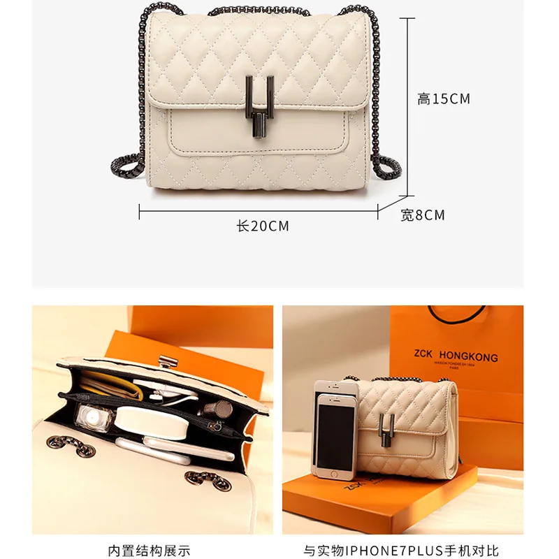 

Genuine Leather Women Casual Office Handbags 2021 Fashion All-match One-shoulder Messenger Bag Fashionable Chain Purses Channels