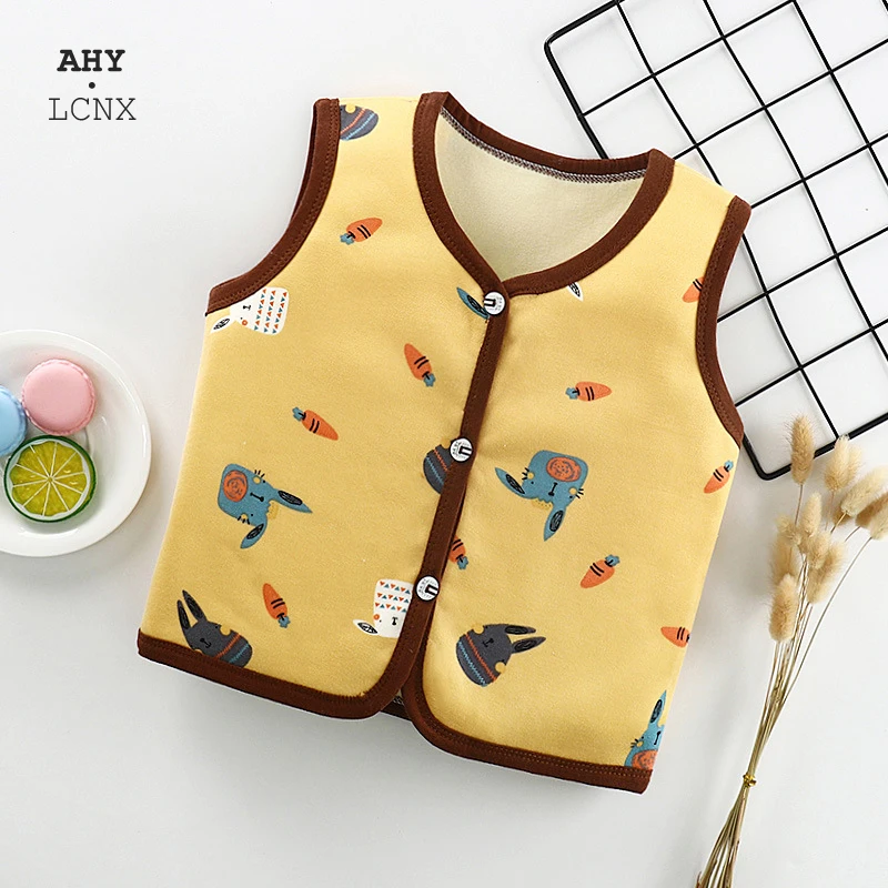 

Теплый жилет для детей, милый мультяшный жилет для мальчиков и девочек, хлопковая зимняя Осенняя подкладка, верхняя одежда