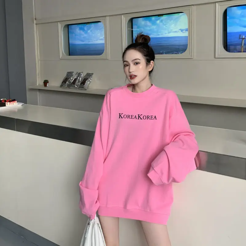 2021 spring and autumn new Korean women's Harajuku O-neck loose Kawaii clothesWoman clothes Sweatshirts women sweetshirts