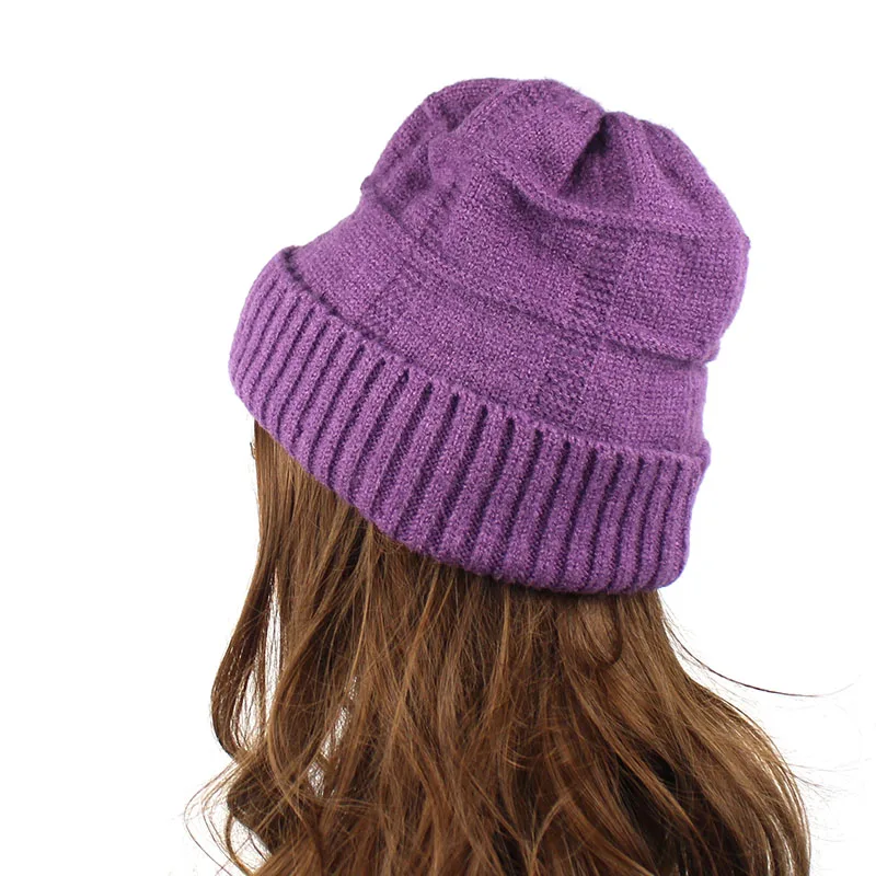 Осенне-зимние шапки Minhui для девочек женские однотонная шерстяная шапка вязаная |