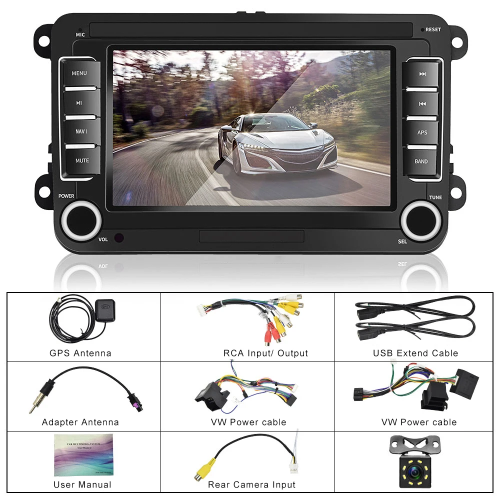 AMPrime Android 7 ''2Din gps автомобильный MP5 мультимедийный видео плеер Автомобильный Радио Авто Радио стерео аудио для VW/Skoda/Passat/Golf/Poloc