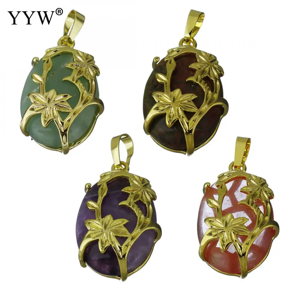 Рейки золотой цветок драгоценные камни подвески овальной формы для изготовления