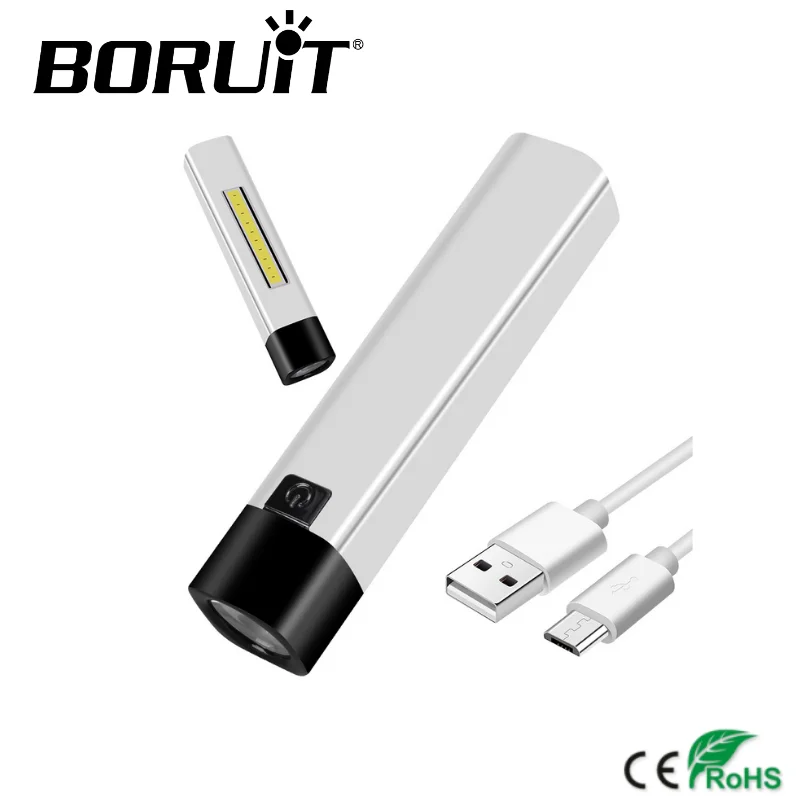 

BORUiT 2021 Powerful 4 Light Modes High Power Torch Light USB Rechargeable Tactical Flashlight Built-in 1200 mAh 18650 Battery