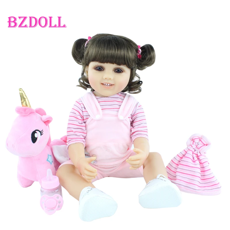 

55 см BZDOLL полностью силиконовая кукла для новорожденных, игрушка для девочки, 22 дюйма, принцесса, детский игровой домик, Boneca, Детский Рождеств...