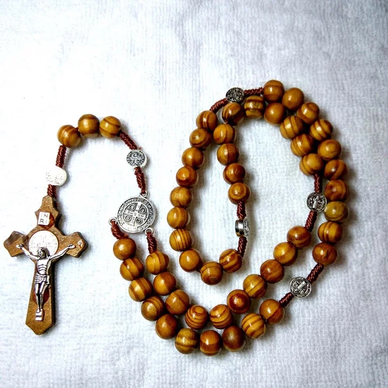 Католические Четки Ожерелье Деревянные Бусы крест ожерелье ручной работы