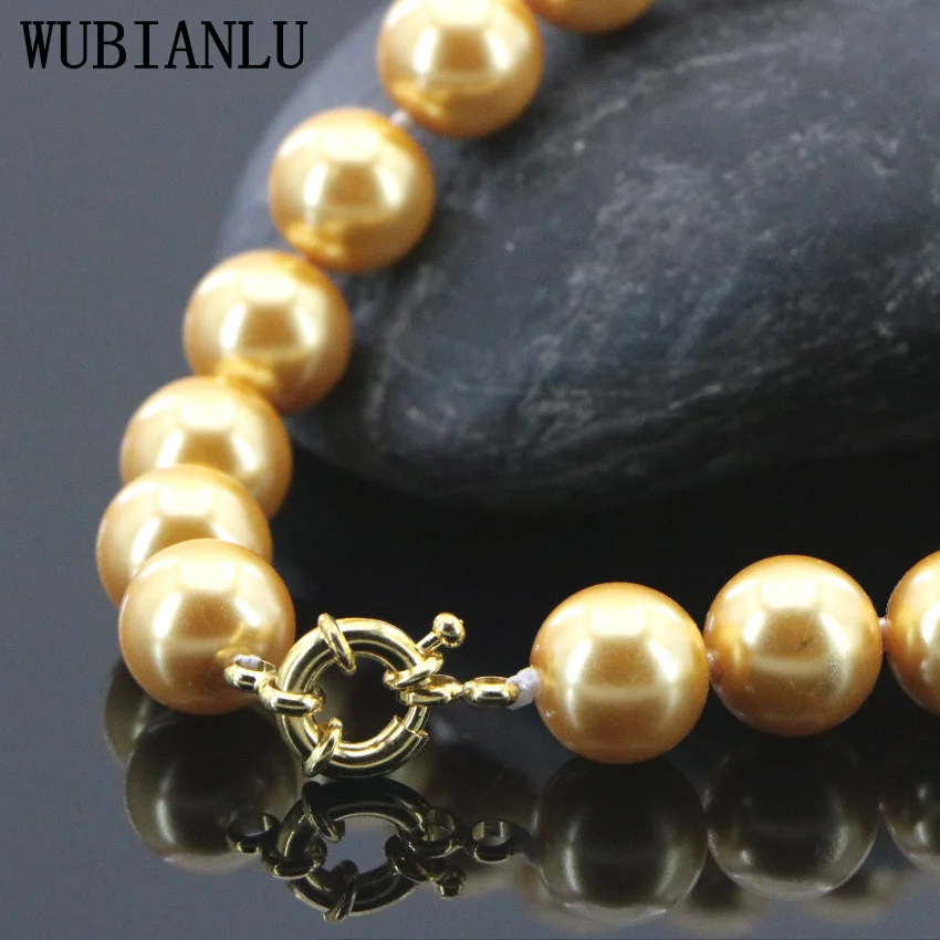 Оптовая продажа Золотое жемчужное ожерелье 14 мм с морской ракушкой модное