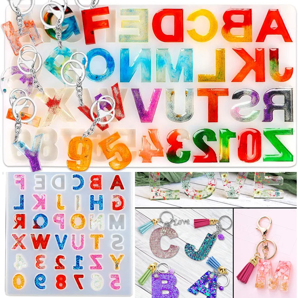 

1pcs Resin 26 Letters Silicone Mold 3D Alphabet & Number Epoxy Resin Mold For DIY Pendent Jewelry Making Craft Supplies Tools
