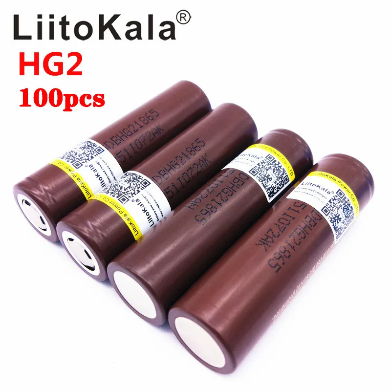 100 шт. LiitoKala HG2 18650 3000 мАч Высокая мощность разрядная аккумуляторная батарея