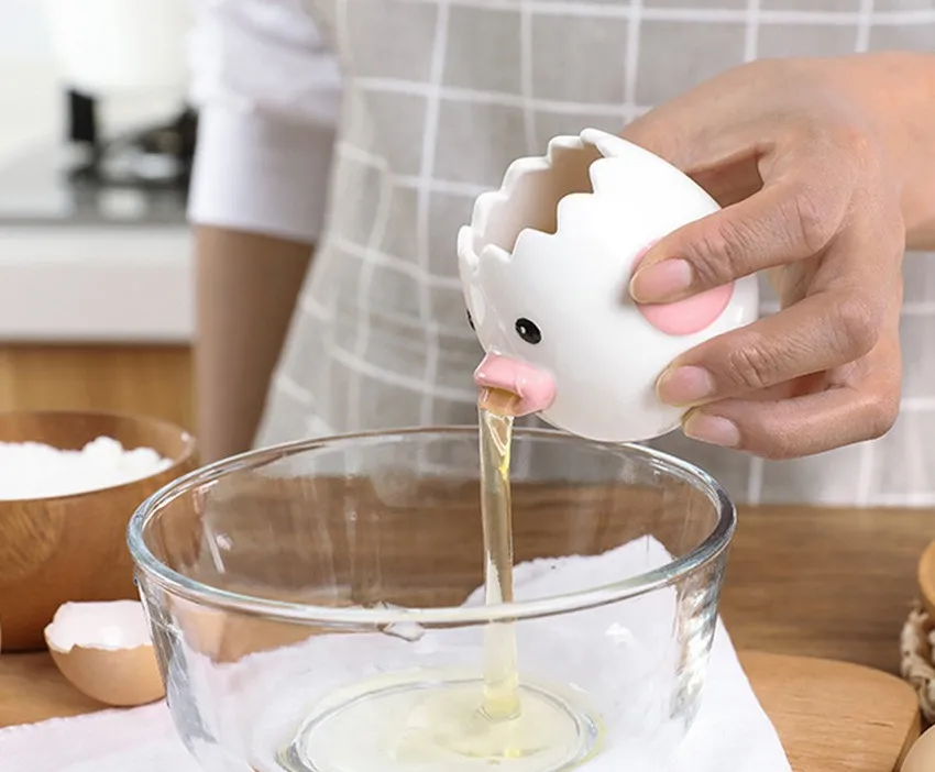 

Creative Cartoon Chicken Egg Yolk White Separator Ceramics Ceramic Cartoon Chick Egg Separator Dining Cooking Kitchen Gadget