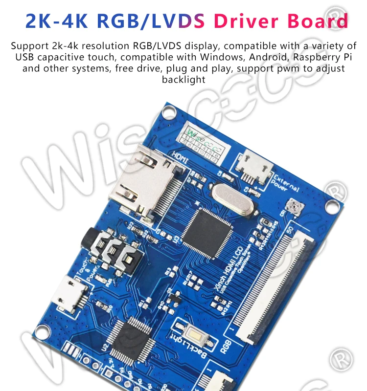 Wisecoco lvds Аудио hdmi интерфейс сенсорный драйвер платы Поддержка 2 к 4 к источник сигнала Поддержка Android Linux системы