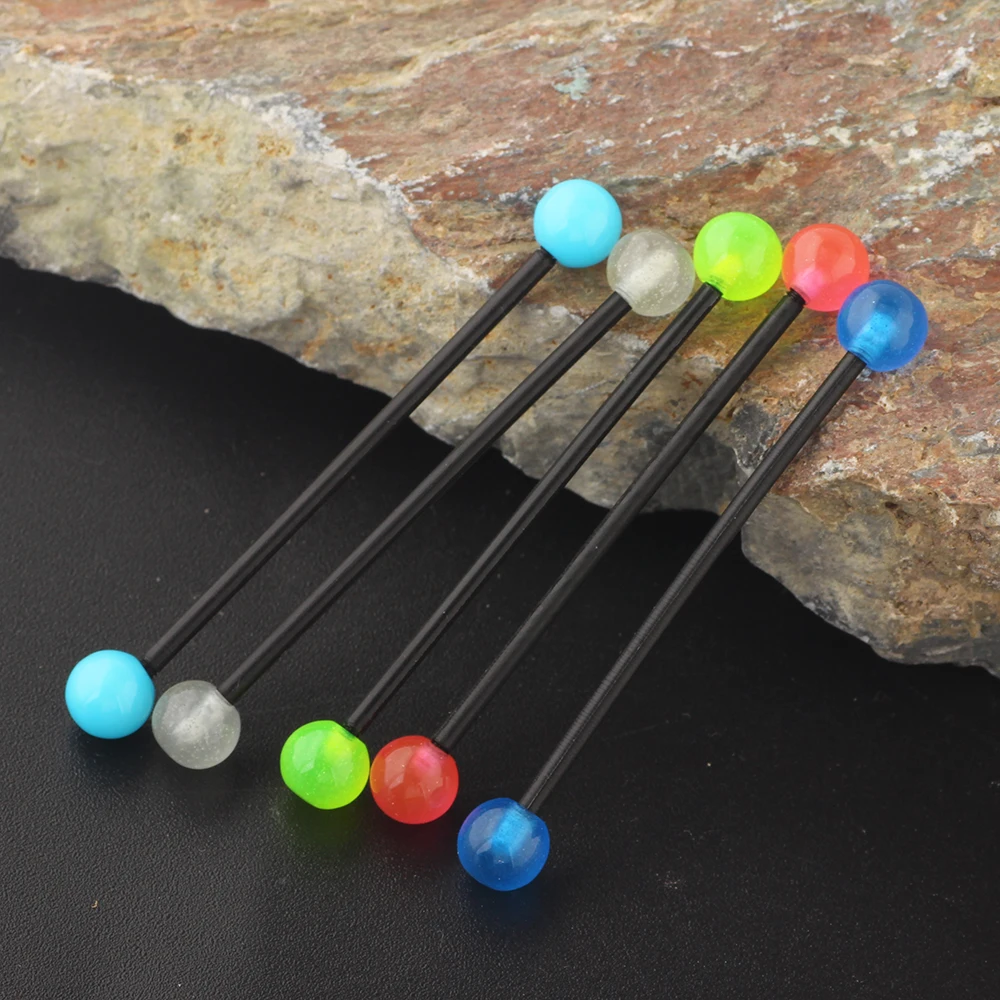 TIANCIFBYJS Acrylic Grow In Dark Industrial Barbell Earring 14 Gauge Helix Tragus Cartilage Body Piercing Jewelry Mix 5 Colors | Украшения