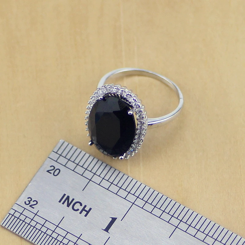 Женские Ювелирные изделия из стерлингового серебра 925 пробы Черный CZ белый