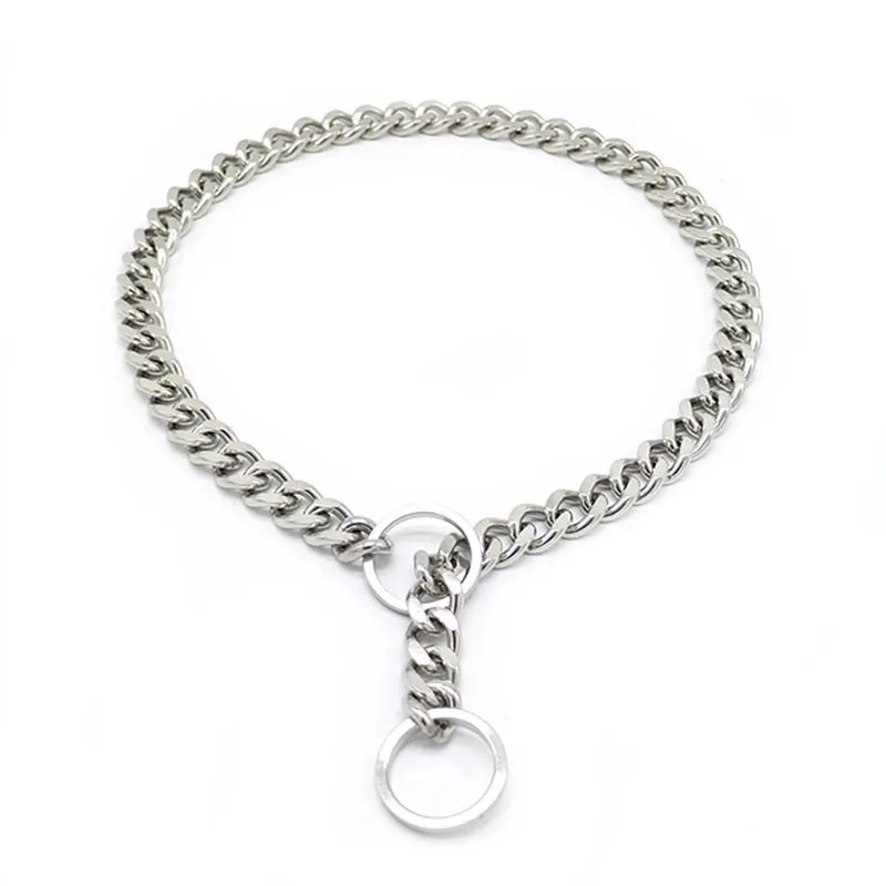 

Silver Stainless Steel Pet Chain Necklace Dog Collar Slip Training Choke Collars for Medium Large Dogs Pitbull Fit 35-65cm Neck