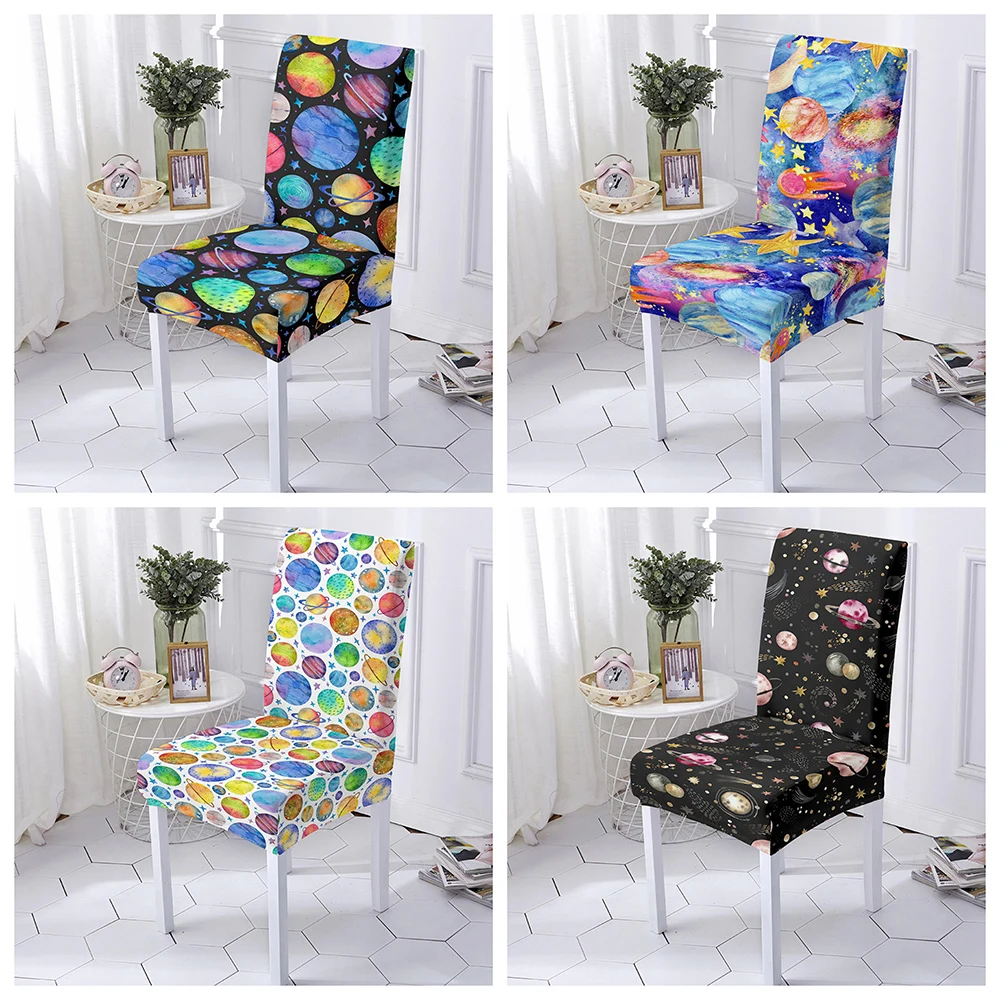 

Planet Pattern Chair Covers for Dining Room Chair Slipcover Elastic Chair Cover High Back Banquet Wedding Chair Case 1/2/4/6PCS
