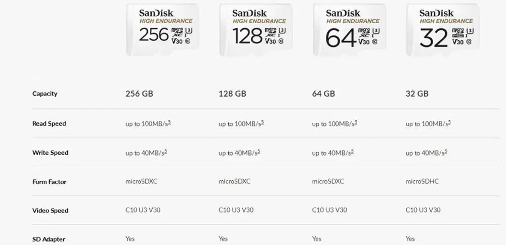 SANDISK высокая выносливость белый высокая скорость вождения рекордер micro SD карты памяти видео мониторинг 32 Гб 64 Гб 128 ГБ 256 ГБ