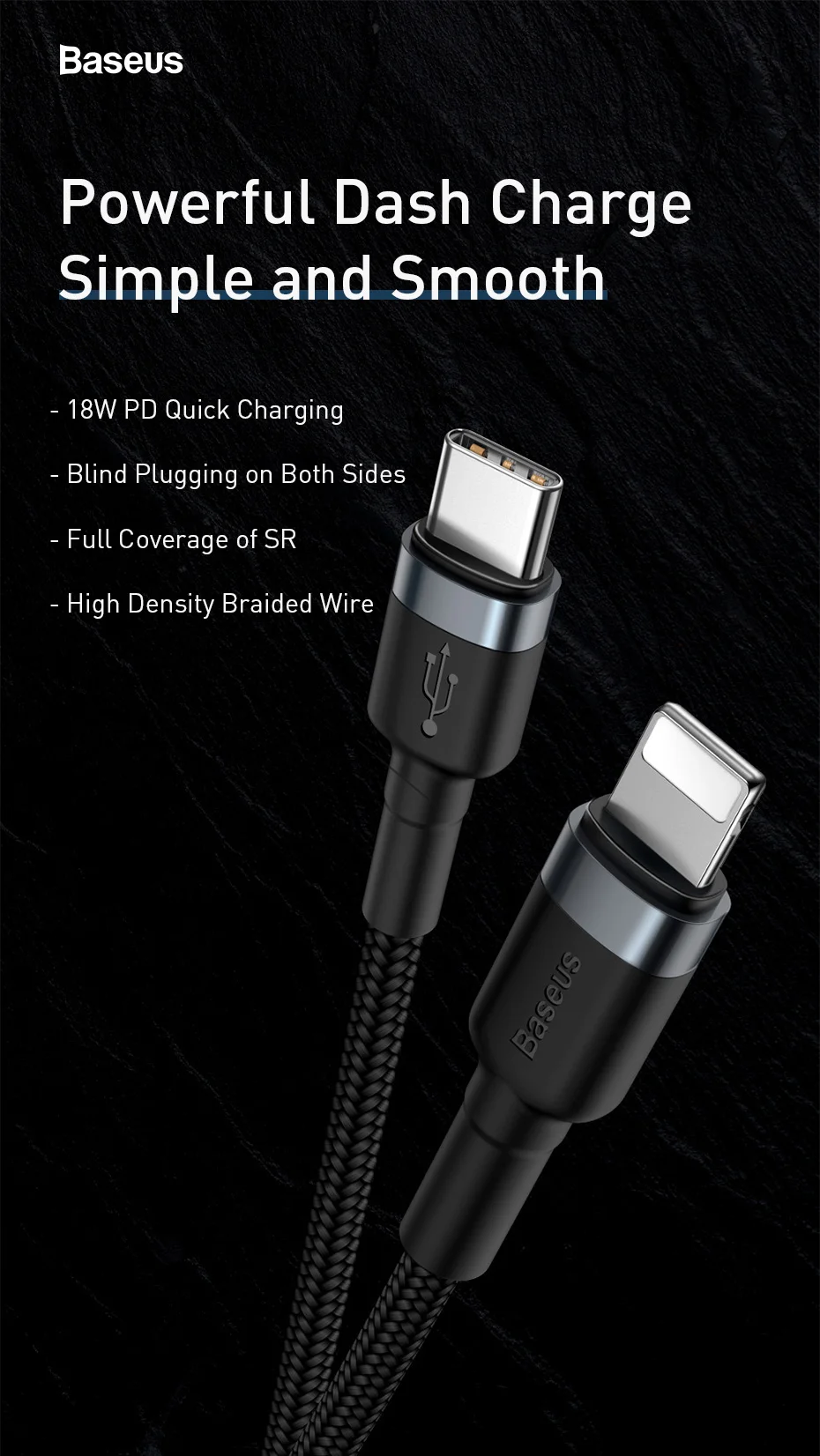 Кабель usb type-C Baseus для iPhone XR Xs Max 8 8 Plus 11 18 Вт PD кабель для быстрой зарядки для Lightning Кабель для быстрой зарядки данных