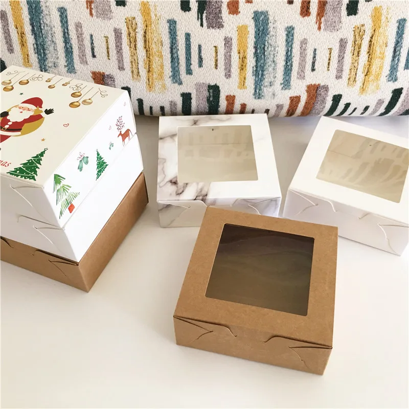 30 шт. коробка из крафт-бумаги коричневые/черные/белые картонные прозрачные