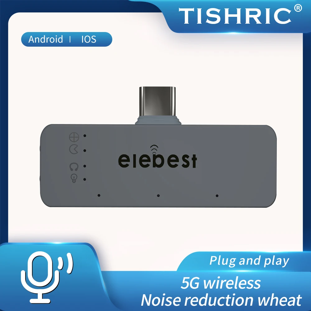 

Микрофон TISHRIC Best M10 для iPhone/Type C, петличный беспроводной портативный микрофон для записи видео, мини-микрофон для прямой трансляции