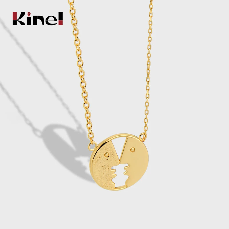 

Kinel Real Silver 925 Jewelry Handmade 18K Gold Plating French Portrait Design Pendant Necklace for Women Gift