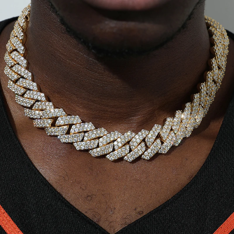 

Цепь мужская из кубинской цепи с фианитом, ожерелье с украшением в стиле хип-хоп, 19 мм, 2 ряда