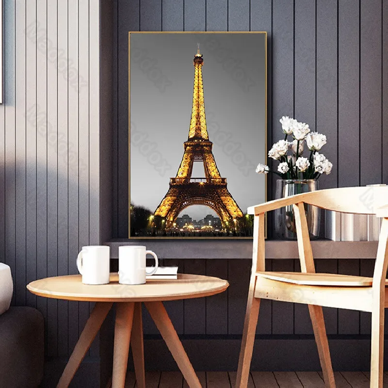

Wall Pictures for Living Room Western-Style Famous Architectural Paintings Eiffel Tower Mural Decoration Painting Triptych