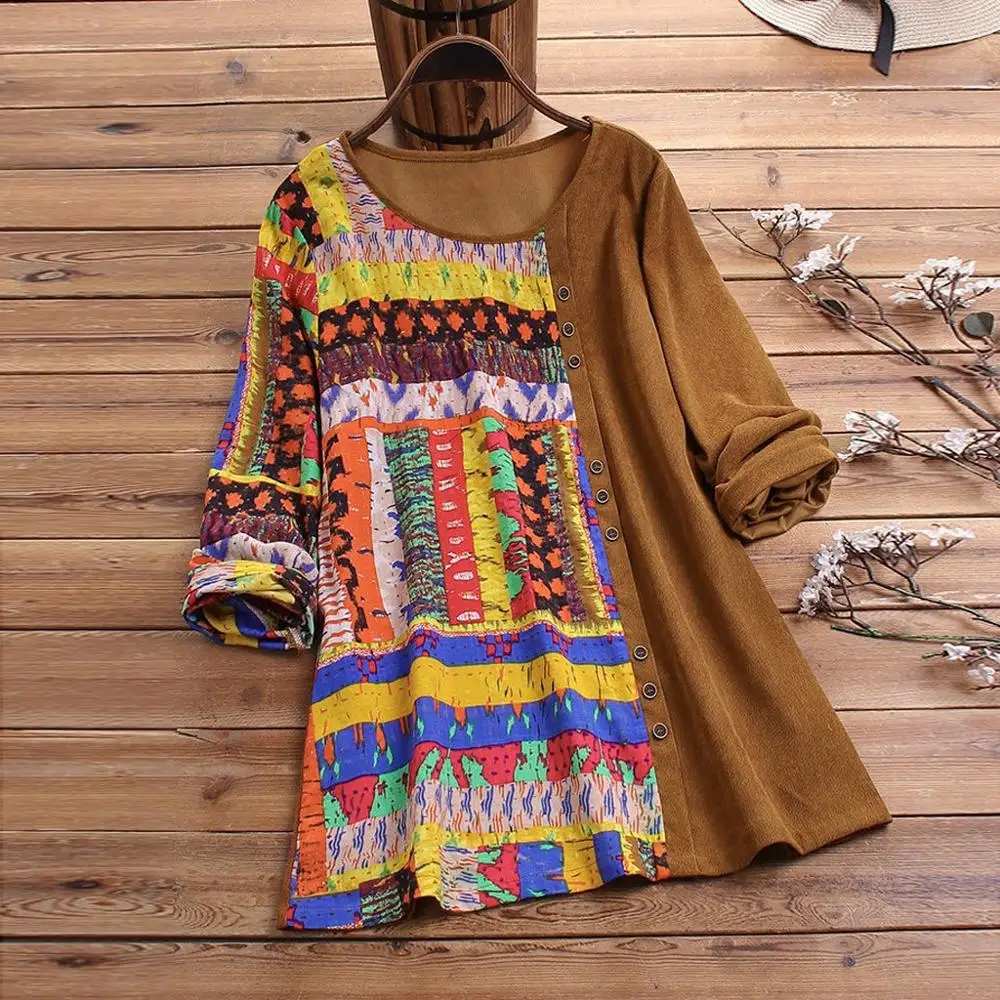 M-5XL повседневная женская Свободная блузка топ из хлопка и льна винтажная