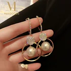 Женские серьги-подвески с белым жемчугом