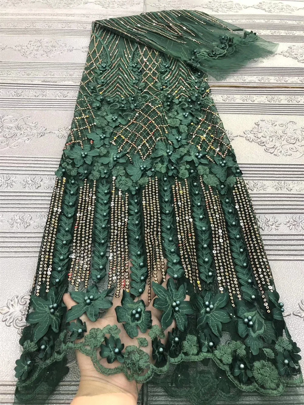 

MIQIER High Quality African nigerian tulle Lace Fabric Embroidery Sequins Lace Fabric guipure lace fabric French Tulle lace