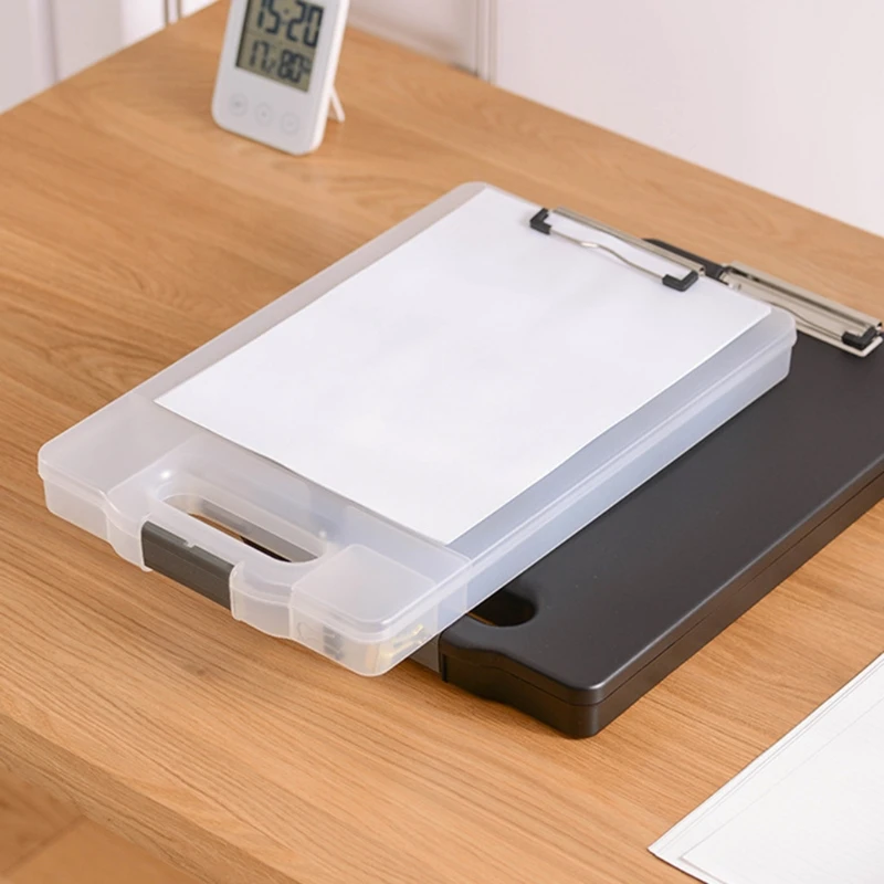 

A4 Classic Multifunctional File Folder Organizer Case Plastic Clipboard Storage Box Pen Holder Office Supplies