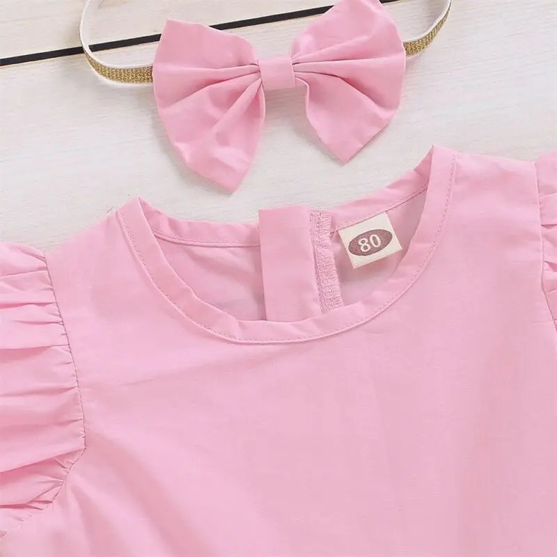 2020 г. Милый комбинезон для маленьких девочек Летний новый милый однотонный