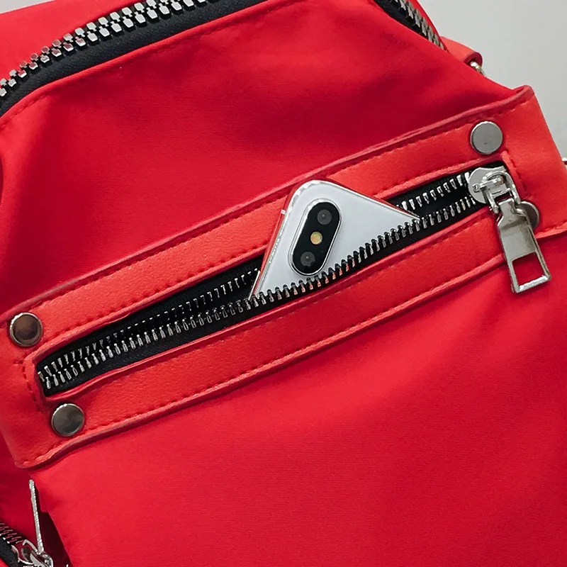 Новая мода высокое качество сплошной Женский рюкзак нейлон красный рюкзаки для