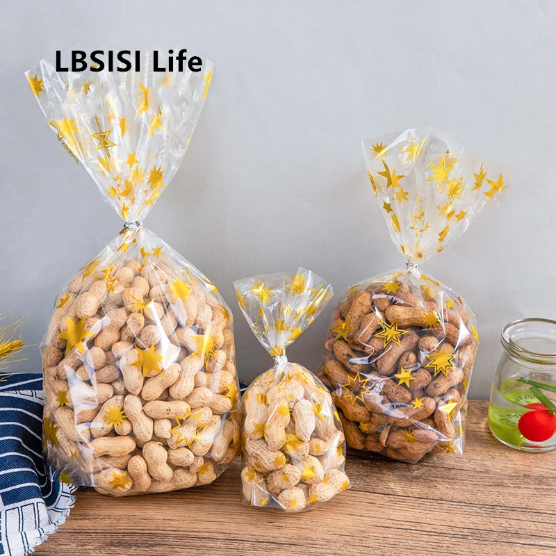Рождественские пакеты для выпечки конфет LBSISI Life 50 шт. Золотая Звезда печенья