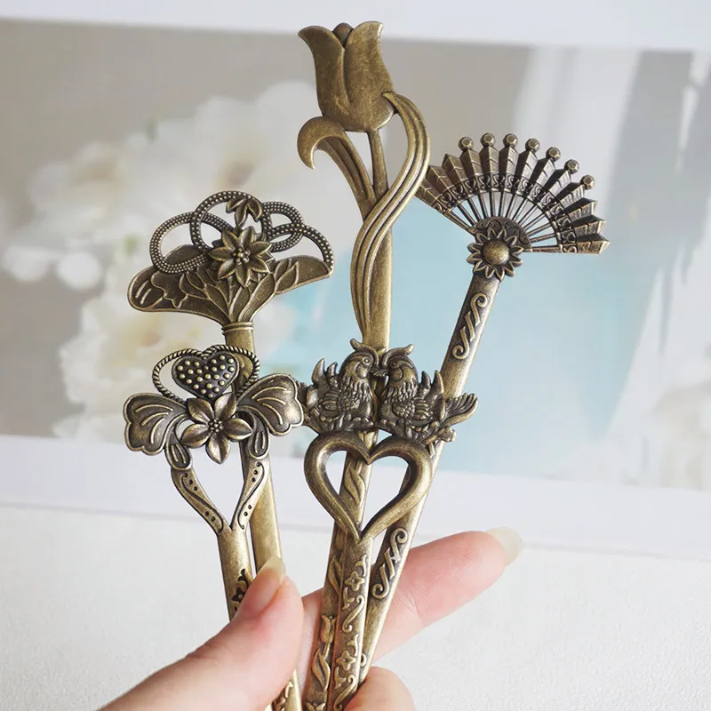 Металлические шпильки для волос женские длинные держатель булочки винтажная