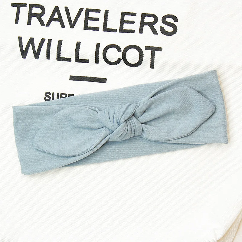 Детская повязка на голову с бантом шапка-тюрбан заячьими ушками для девочек