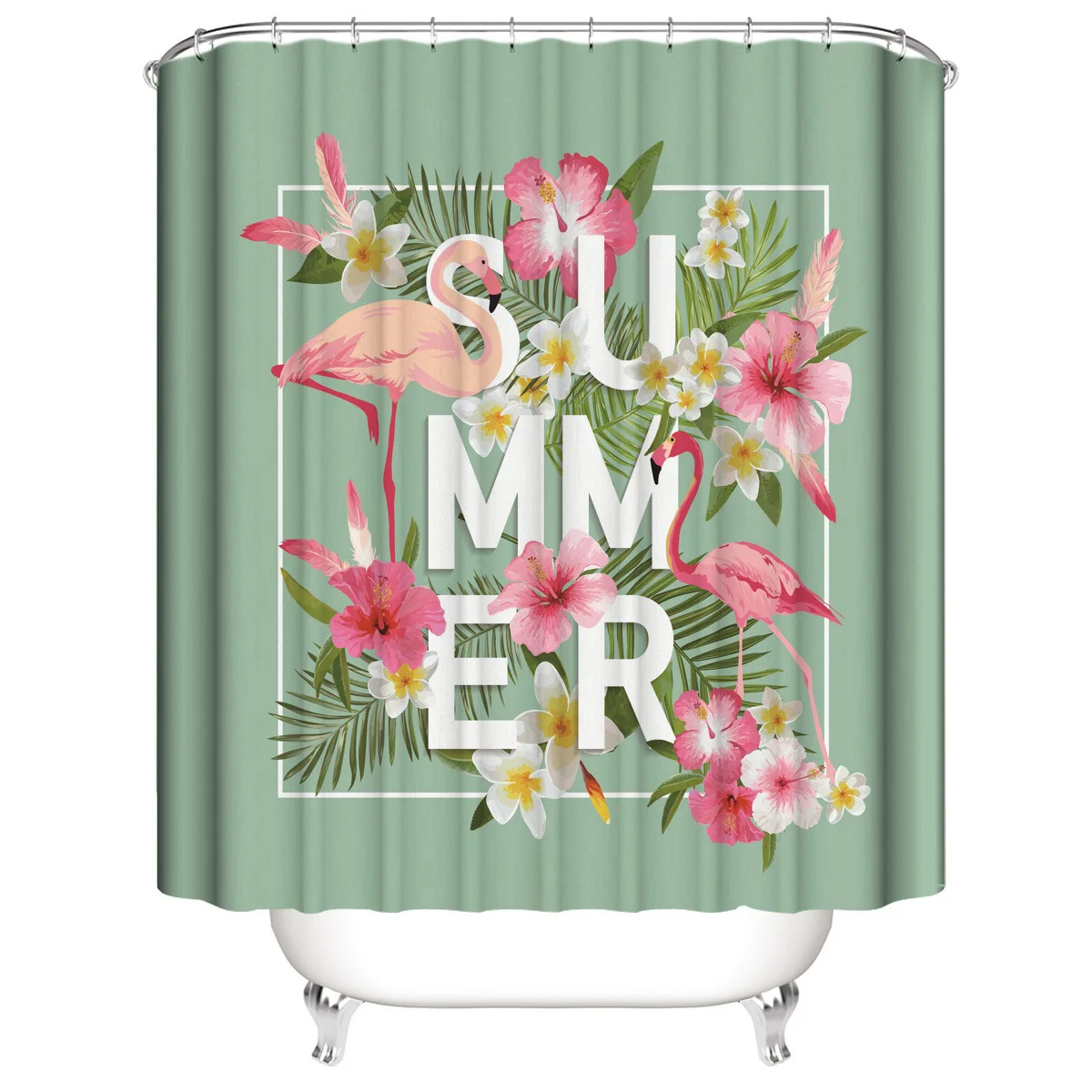 

High Quality Flower Fabric Shower Curtain Waterproof Beautiful Natural Landscape Bath Curtains for Bathroom Decor with Hooks