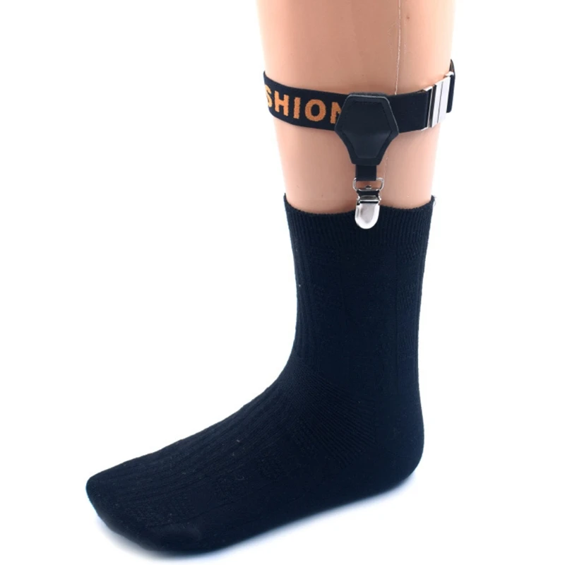 

2Pcs/Pair Men Women Nylon Socks Suspenders Holder Letters Print Elastic Adjustable Non-Slip Garters Belt with Double Metal M7DD