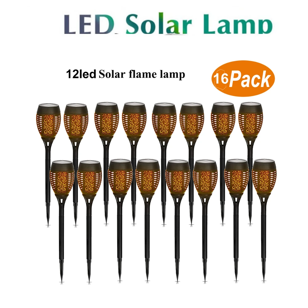 

2-16 pcs LED Solar Flame Torch Light Flickering Waterproof Garden Lamp Decor Landscape Lawn Lamp Path Lighting Torch Outdoor Lig