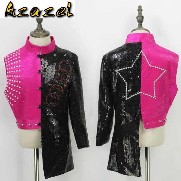 Новинка мужской костюм DS bar singer для ночных клубов сцены диджеев необычная верхняя