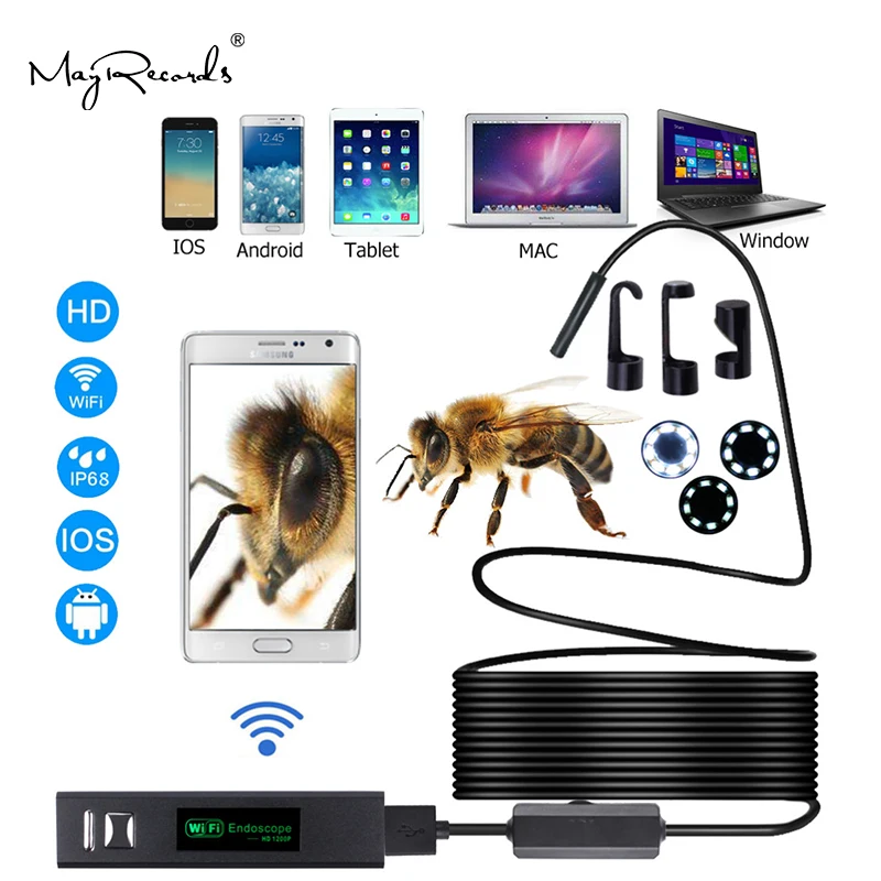 Камера эндоскоп HD водонепроницаемая мини камера бороскоп 1 10 м 8 мм 1200 пикселей