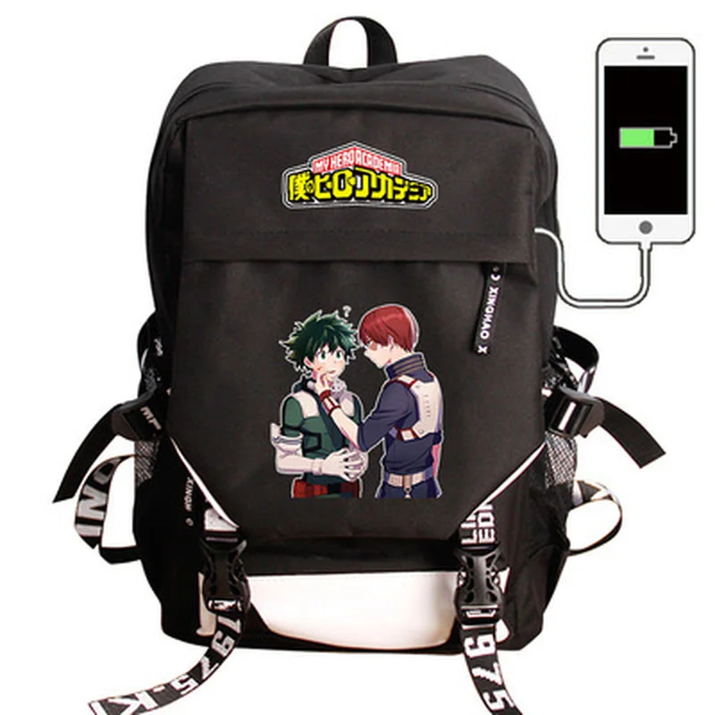 Рюкзак аниме My Boku No Hero Academia дорожная сумка для ноутбука с usb зарядкой школьные