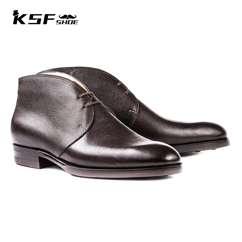 

KSF SHOE Chelsea Boots Shoes Men Luxury Designer Add Velvet Handmade Genuine Leather Winter Fashion Work Boots for Men Original