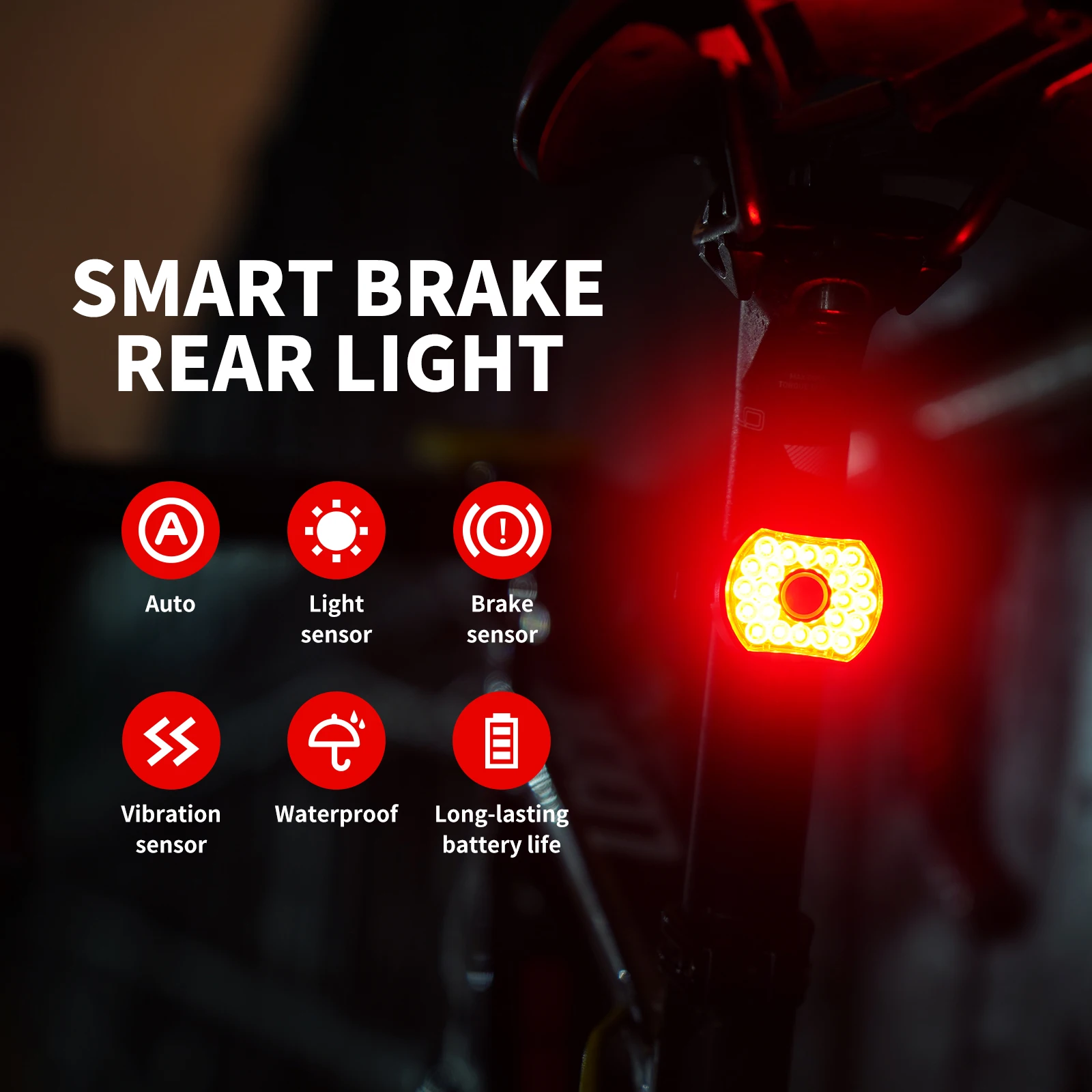 Велосипедный задний светильник Smart Auto тормозной сенсор хвост светодиодный