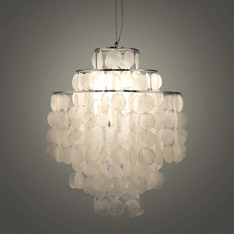 DIY modern white natural seashell pendant lamp fixture E27 Lights Dia 26/30/45cm Shell lamps for bedroom home living room | Освещение