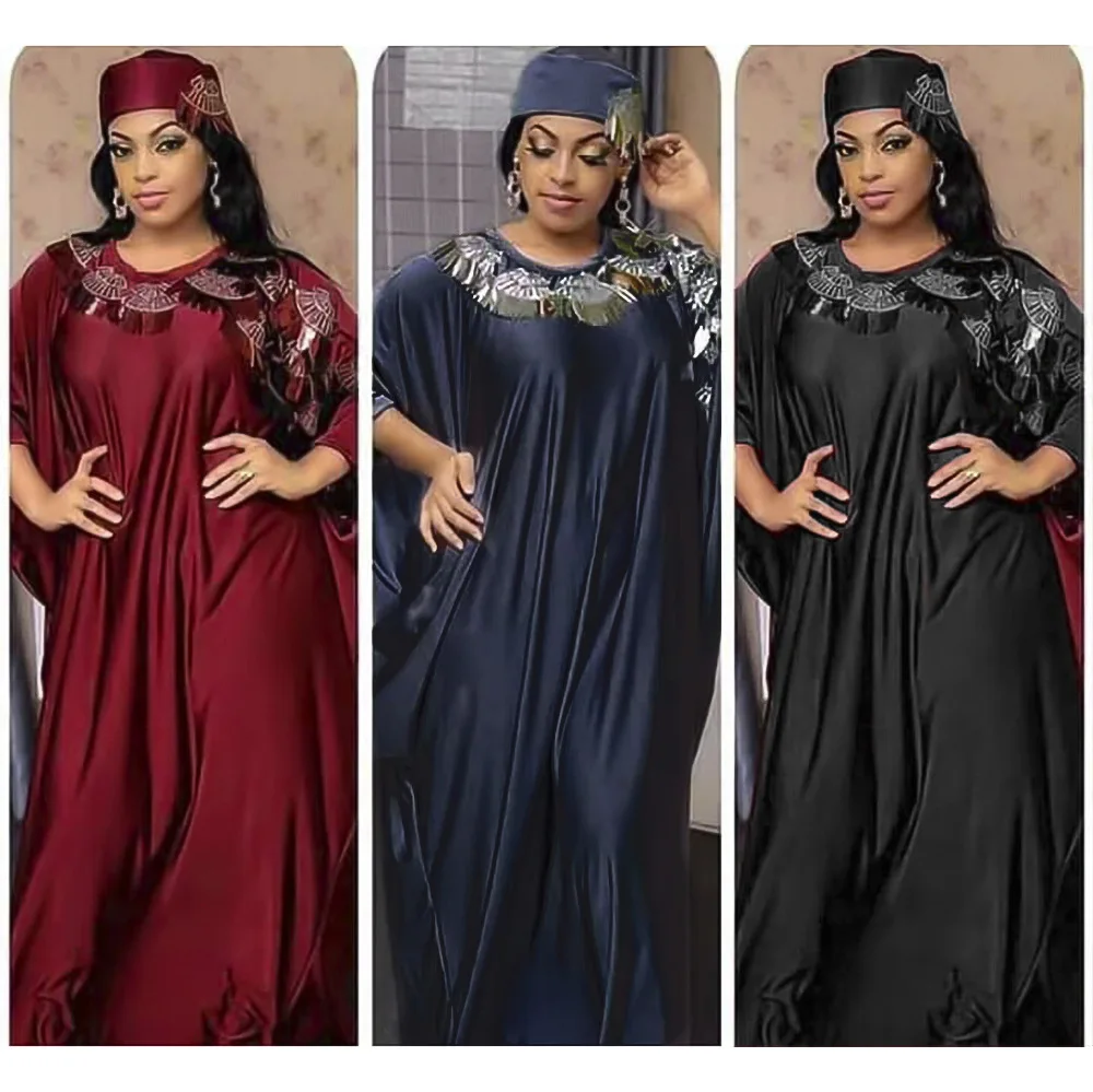 

Islam Abayas Muslim Dress Women Fashion Sequins Patchwork Loose Robes Summer New Batwing Sleeve Turkey Kimono Maxi