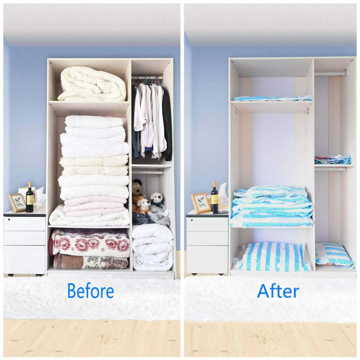 

Vacuum Storage Bags for Clothes Blankets Pillows Space Saver Size Extra Strong Vacuum Packaging 60x40cm 70x50cm 80x60cm 100x80cm