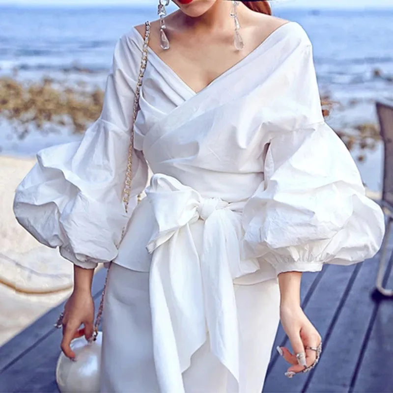 2021 в Корейском стиле Сезон весна-лето Элегантные рубашки с галстуком-бабочкой