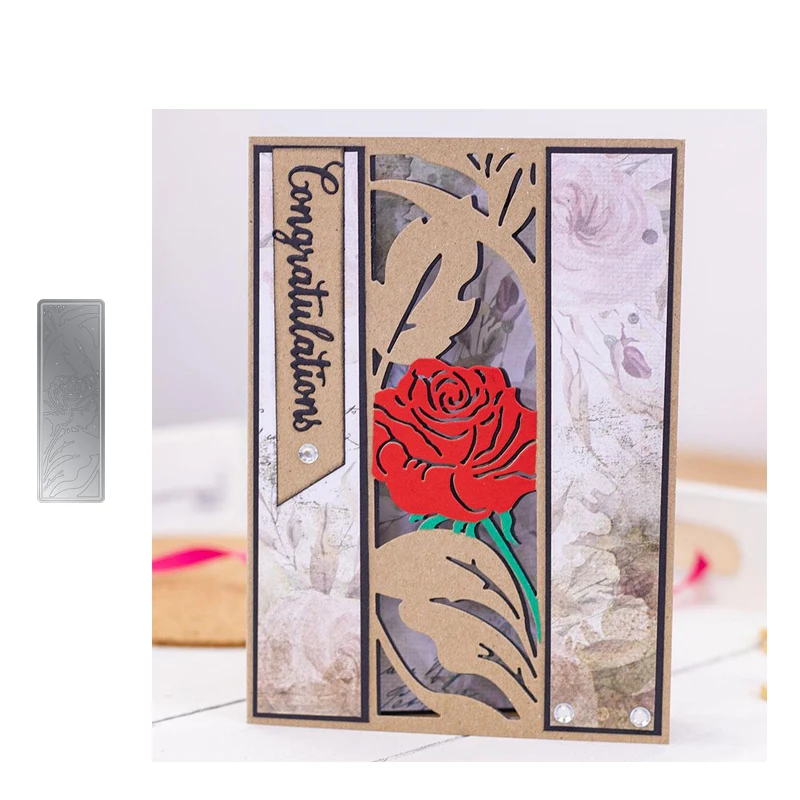 

Mmao Crafts Metal Steel Cutting Dies New Beautiful Rose frame Stencil For DIY Scrapbooking Paper/photo Cards Embossing Dies